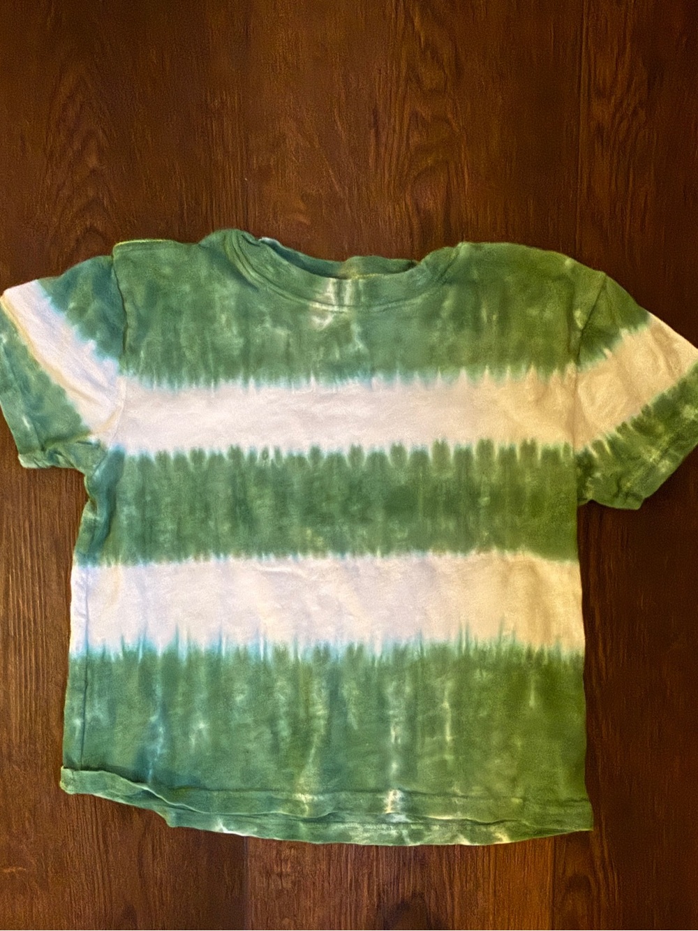 Crewcuts Green & White Striped Tie-Dye Short Sleeve Tee Sz S (6/7)
